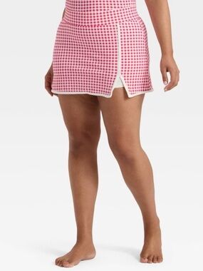 all in motion Pink and White Gingham Skort